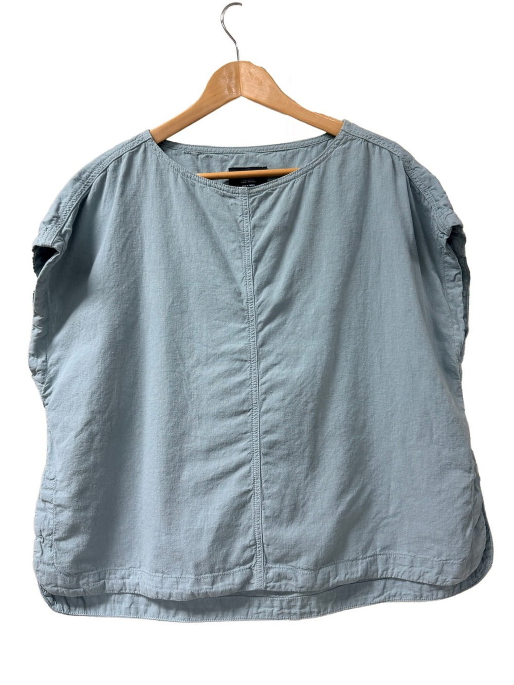 Finisterre Morva Hemp Organic Cotton Top Grey Blue Boxy Boho US 6 UK10 Lagenlook